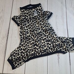 Silver Paw Leopard Print Dog Pajamas Size Large